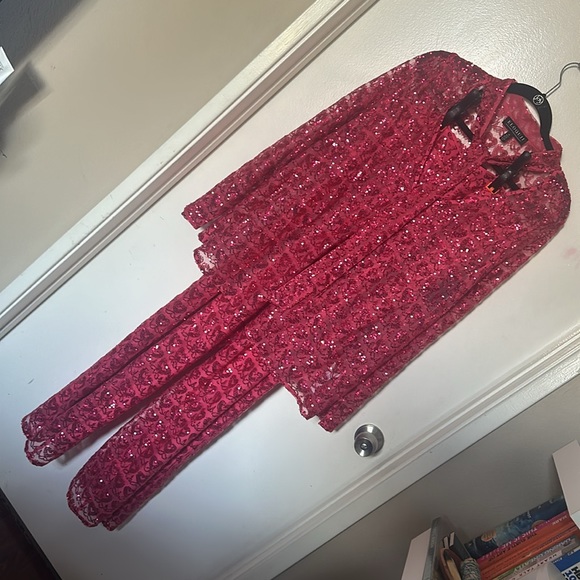 NWT ELOQUII Hot Pink Heart Sequin Top & Pants Set! Size 16 - Picture 4 of 7